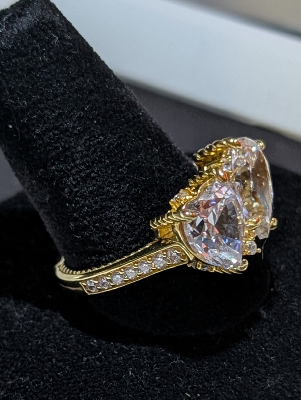 Judith Ripka Toi Et Moi Gold Clad CZ Ring - Picture 2 of 8
